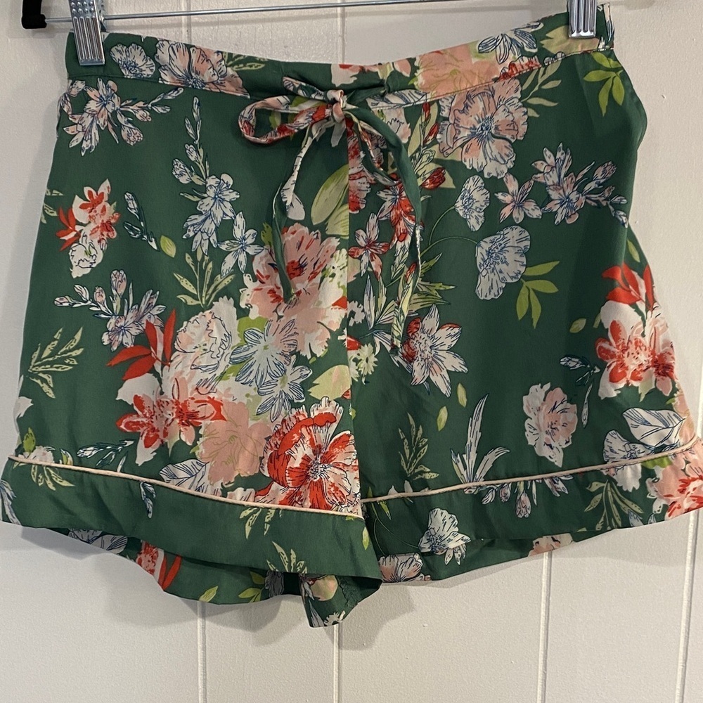 Cynthia Rowley Sleepwear Floral Pajama Shorts Green Pink Size M